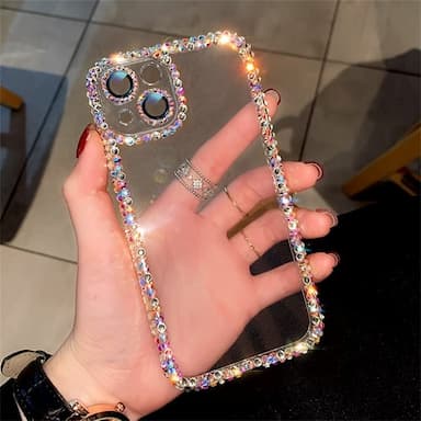 Phone Case For iPhone 15 Pro Max Plus iPhone 14 13 12 11 Pro Max Plus Crystal Clear Non-Yellowing Shockproof Rhinestone Silica Gel Silicone