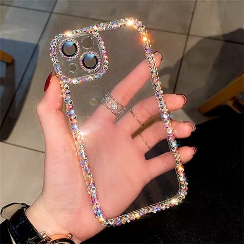 Phone Case For iPhone 15 Pro Max Plus iPhone 14 13 12 11 Pro Max Plus Crystal Clear Non-Yellowing Shockproof Rhinestone Silica Gel Silicone