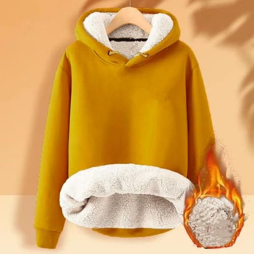Women's Hoodie Sweatshirt Pullover Warm Fuzzy Sherpa Fleece Sherpa Fleece Lined Solid Color Street Casual Hoodie Long Sleeve Black Yellow Pink Orange Green Fall & Winter