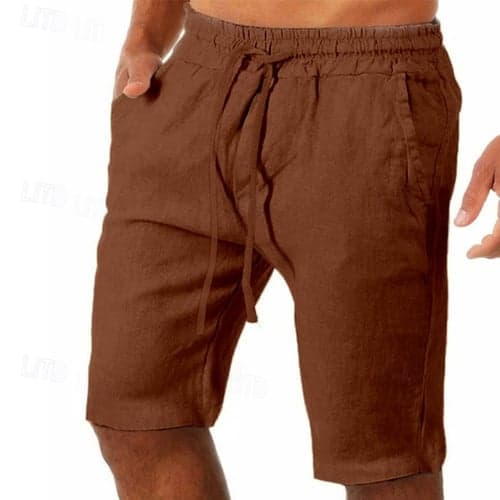 Men's Shorts Summer Shorts Beach Shorts Pocket Drawstring Elastic Waist Plain Comfort Outdoor Daily Going out Fashion Streetwear Black White