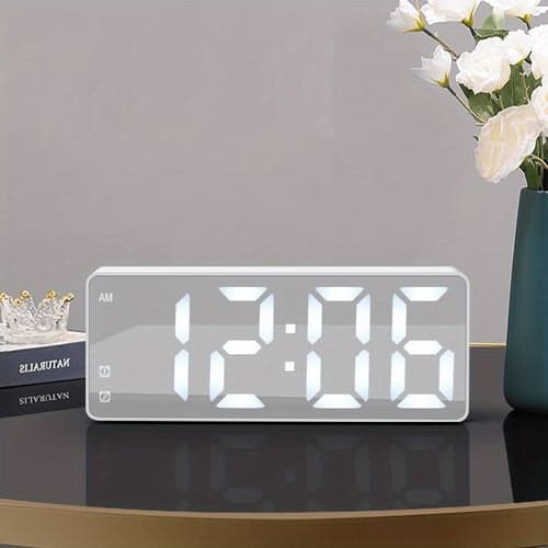 Digital Electronic Alarm Clock Large LED Alarm Clock With Temperature Display 12/24 Hours Snooze USB Plug Or AAA Power Supply Suitable For Bedroom And Living Room (No Batteries And Adapters)
