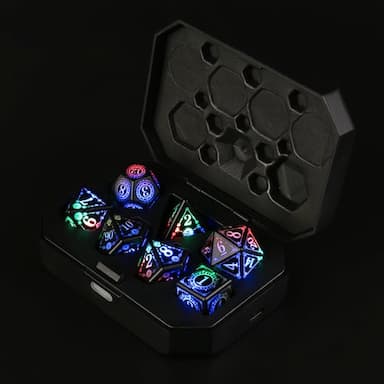 Rechargable DND Dice Light Up Dice 7 PCS Glowing Balanced LED Dice Electronic Dices D&D Dungeons and Dragons Polyhedral Dice Set RPG Role Playing Table Game