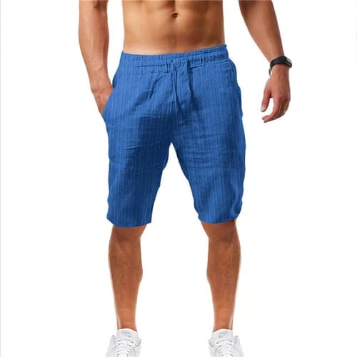 Men's Shorts Summer Shorts Beach Shorts Casual Shorts Drawstring Elastic Waist Straight Leg Stripe Comfort Breathable Short Casual Daily Holiday Fashion Classic Style Black White