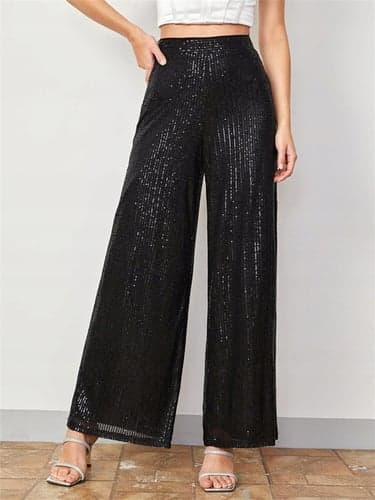 Women's Wide Leg Pants Trousers Fashion Streetwear Full Length Mid Waist Plain Elastic Waist Breathability Soft Comfortable Micro-elastic Vacation Party Street Black Fall Winter