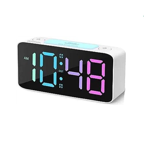 Super Loud Alarm Clock for Heavy Sleepers Adults Digital Clock with 7 Color Night Light Adjustable Volume Dimmer Small Clocks for Bedrooms Ok to Wake Up for Kids Teens