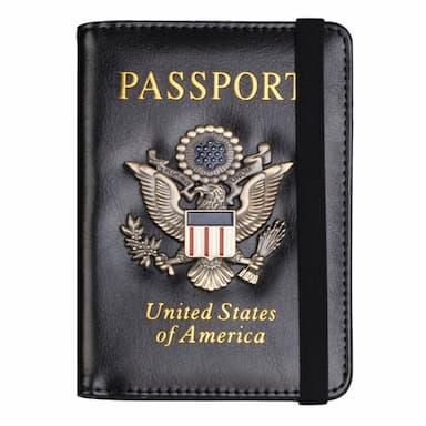 Creative Passport Holder Cover With 3D Metal Badge - RFID Blocking Leather Passport Wallet And Case For Family