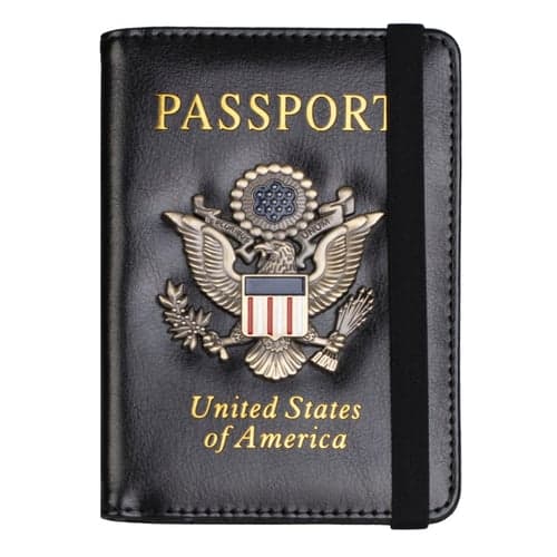 Creative Passport Holder Cover With 3D Metal Badge - RFID Blocking Leather Passport Wallet And Case For Family
