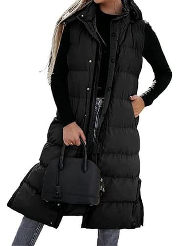 Women's Vest Warm Breathable Buttons Pocket Fashion Casual Street Style Plain Outdoor Vacation Street Daily Wear Single Breasted Long Hoodie Regular Fit Sleeveless Outerwear Black White Sky Blue Fall