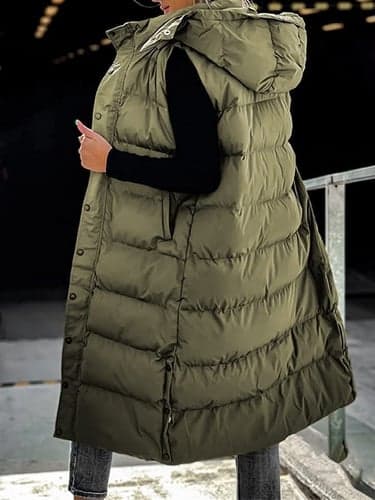 Women's Vest Warm Breathable Buttons Pocket Fashion Casual Street Style Plain Outdoor Vacation Street Daily Wear Single Breasted Long Hoodie Regular Fit Sleeveless Outerwear Black White Sky Blue Fall