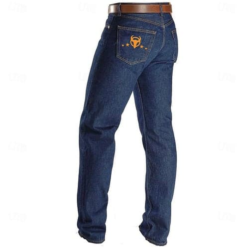 Men's Graphic Jeans Cowboy Printed Comfort Full Length Casual Vintage Slim Fit Jean