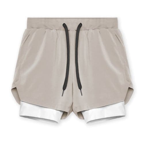 Men's Athletic Shorts Board Shorts Running Shorts Pocket Drawstring 2 in 1 Plain Comfort Breathable Short Daily Leisure Sports Holiday Sports Streetwear Black-White Dark Khaki