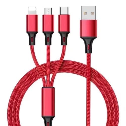 3 In 1 Cables ,Phone Charger Cord A/C To Phone +Type C+Micro Nylon Braided Sync Adapter For Android/Phone/Tablets , 3D Alloy +TPE Connector, Bold Copper Core 47.24 inch/ 3.94ft