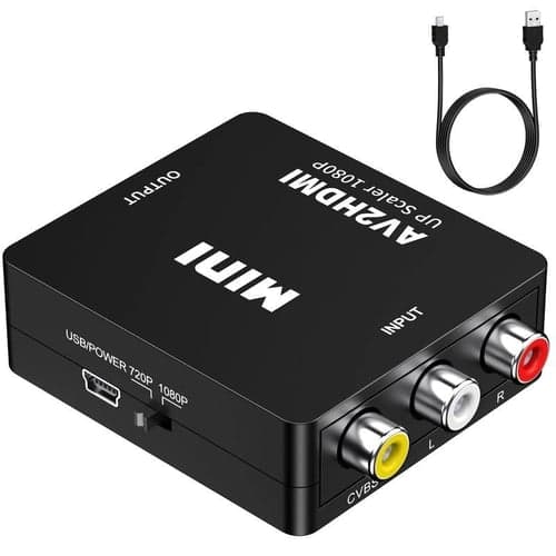 RCA To HDMI,AV To HDMI Converter1080P  Mini RCA Composite CVBS Video Audio Converter Adapter Supporting PAL/NTSC For TV/PC/ PS3/ STB/Xbox VHS/VCR/Blue-Ray DVD Players