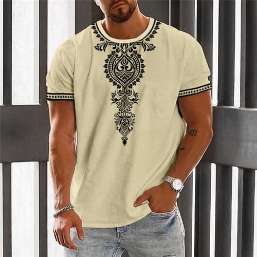 Men's Graphic Tribal T shirt Short Sleeve T shirt 3D Print Crew Neck Shirt Vintage Fashion Designer Outdoor Daily Sports White Blue Green Spring & Summer Clothing Apparel S M L XL 2XL 3XL