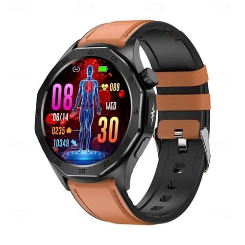E480 Smart Watch 1.43 inch Smartwatch Fitness Running Watch Bluetooth ECG+PPG Temperature Monitoring Pedometer Compatible with Android iOS Women Men Long Standby Hands-Free Calls Waterproof IP 67