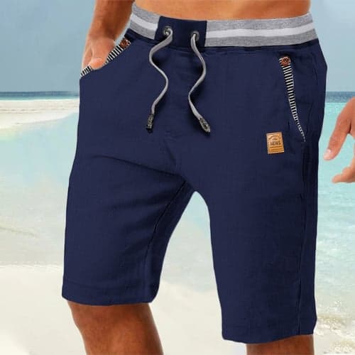 Men's Shorts Linen Shorts Summer Shorts Beach Shorts Pocket Drawstring Elastic Waist Color Block Comfort Breathable Full Length Casual Daily Holiday Vacation Fashion Dark Khaki Light Khaki