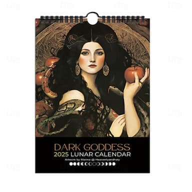Warrior Goddess 2025 Moon Phase Calendar Pagan Gift Lunar Planner Art Calendar Illustrated Divine Feminine Greek Mythology