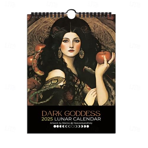 Warrior Goddess 2025 Moon Phase Calendar Pagan Gift Lunar Planner Art Calendar Illustrated Divine Feminine Greek Mythology