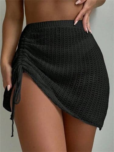 Women's Swimwear Cover Up Swimdresses Swimsuit Drawstring Vacation Beach Wear Solid Color Sleeveless Bathing Suits