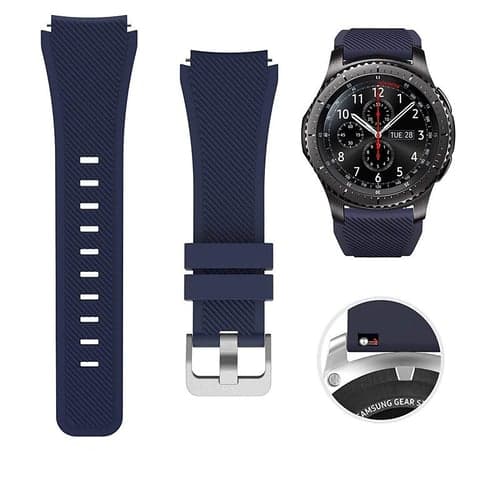 Watch Band for Samsung Watch 3 45mm, Galaxy Wacth 46mm, Gear S3 Classic / Frontier, Gear 2 Neo Live Silicone Replacement  Strap 22mm Adjustable Sport Band Wristband