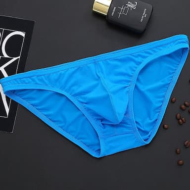 Men's 3 Pack Briefs Basic Polyester Mid Waist EU / US Size Light Blue Black