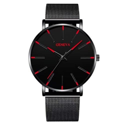 Geneva Quartz Watch for Men Minimalist Ultra Thin Stainless Steel Watch Stylish Men's Watch Business Casual Quartz Watch