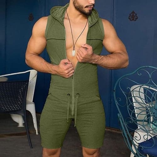 Men's Jumpsuit Rompers Casual Shorts Solid Color Breathable Outdoor Weekend Sports Cool Slim Black Red
