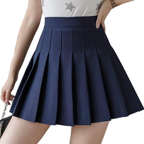 Women's EU / US Size Skirt Elegant Preppy Mini Skirts Solid Colored Pleated Party Party / Evening Navy Pink Black Coffee Spring & Summer Cotton Blend