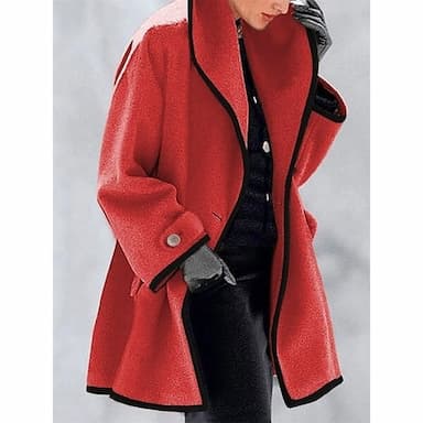 Women's Coat Office Dailywear Casual Winter Fall Long Coat Warm Basic Simple Classic & Timeless Jacket Long Sleeve Solid Color with Pockets Oversize Blue Purple Camel