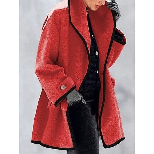Women's Coat Office Dailywear Casual Winter Fall Long Coat Warm Basic Simple Classic & Timeless Jacket Long Sleeve Solid Color with Pockets Oversize Blue Purple Camel