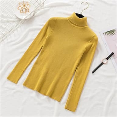 Women's Pullover Sweater Jumper Basic Casual Solid Color Ribbed Turtleneck Knitted Thin Long Sleeve Knit Daily Black White Fall Winter