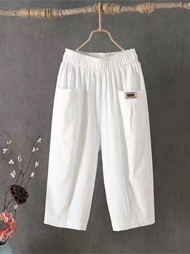 Women's Shorts Slacks Active Simple Casual Calf-Length High Waist Plain Pocket Comfy Breathability Soft Micro-elastic Vacation Weekend Black White Yellow Light Green Summer Spring