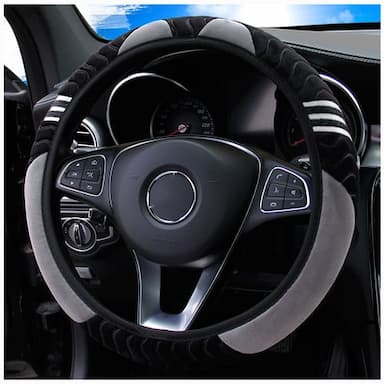 Plush Anti-Slip Car Steering Wheel Cover - Universal 15 Inch Protector for Comfortable Driving - Little Monster Design Accessory