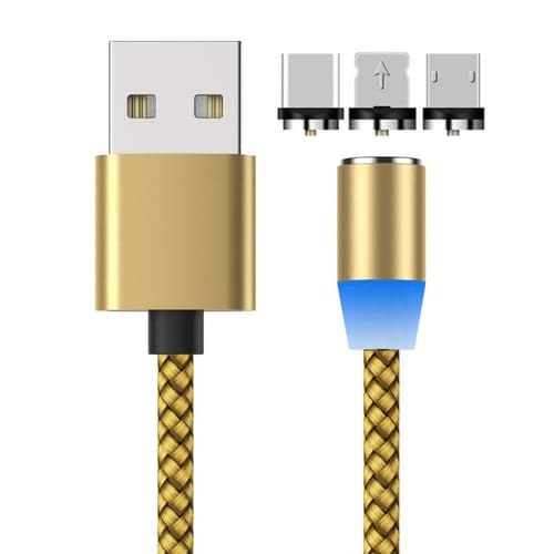 2023 magnetic USB cable LED magnetic charging cable suitable for iPhone micro USB C type fast charging magnet charger mobile phone cable