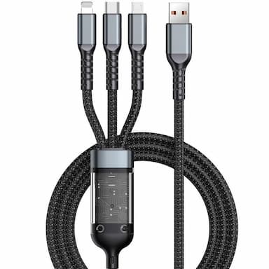 100W Super Fast Charging Cable 3 in 1 Braided Data Cable for Xiaomi Huawei 6A Quick Charge Cable Support Data Transfer