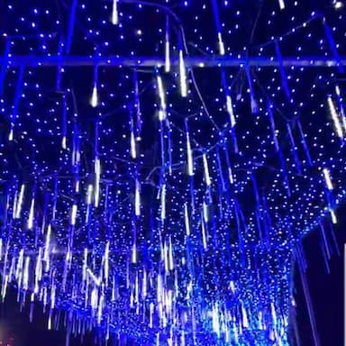 Outdoor Solar LED Meteor Shower Rain Lights Holiday String Lights Waterproof Garden Light 8 Tubes 144 Leds For Garden Tree Colorful  Decoration Landscape Lighting