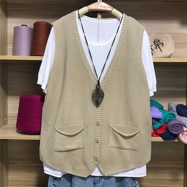 Women's Sweater Vest Basic Casual Solid Color V Neck Pocket Knitted Sleeveless Long Tops Knit Daily Black Brown Spring Fall