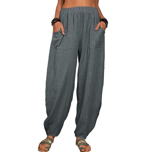 Women's Baggy Pants Harem Pants Comfort Solid Color Pocket Elastic Waist Causal Black White Army Green Dark Navy Summer Spring Fall