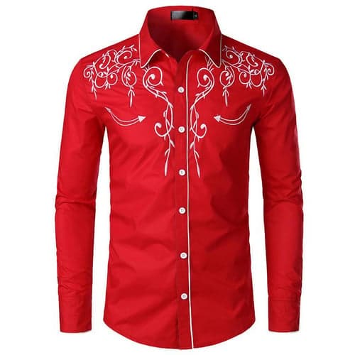Men's Western Shirt Cowboy Shirt Floral Holiday Camping & Hiking Black White Red Blue Long Sleeve Collar Clothing Apparel