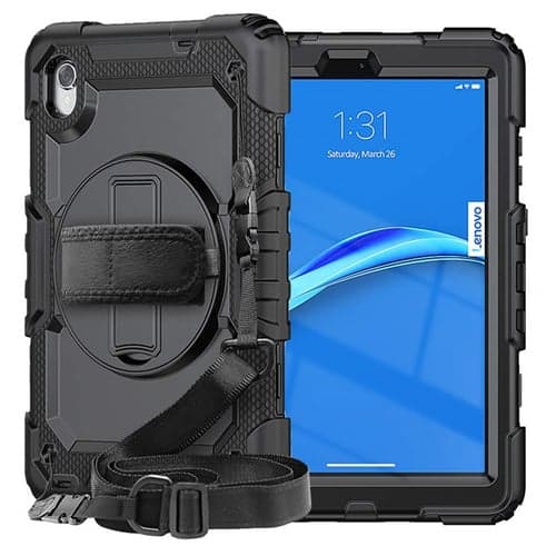 Tablet Case Cover For Lenovo Tab M10 M8 HD FHD Plus 3rd 2nd Gen TB-328 TB-X306/X606 TB-8505/8506/8705 Handle with Stand 360° Rotation Solid Colored TPU