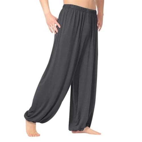 Men's Trousers Casual Pants Baggy Harem Pants Flowy Solid Color Plain Breathable Soft Full Length Yoga Casual Trousers Casual / Sporty Loose Fit Black White Micro-elastic