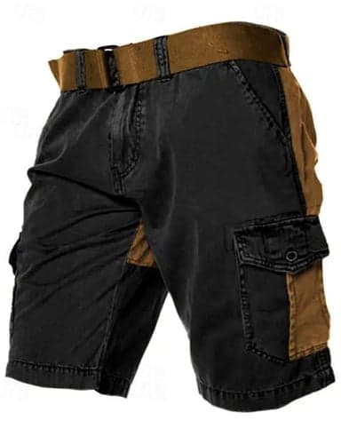 Men's Cargo Shorts Shorts Patchwork Multi Pocket Color Block Wearable Short Casual Daily Holiday Fashion Classic Black Green