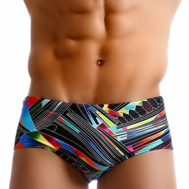 Men's Swimwear Swim Briefs Print Color Block Antibacterial Leak Proof Beach Swimming Pool Fashion Simple Black Micro-elastic