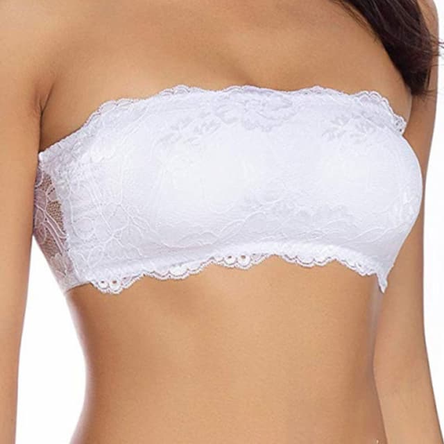 Women's Lace Bras Padded Bras Tube Bra Strapless Bras Full Coverage Scoop Neck Breathable Invisible Lace Pure Color Pull-On Closure Date Party & Evening Casual Daily Polyester 1PC White Black / 1 PC