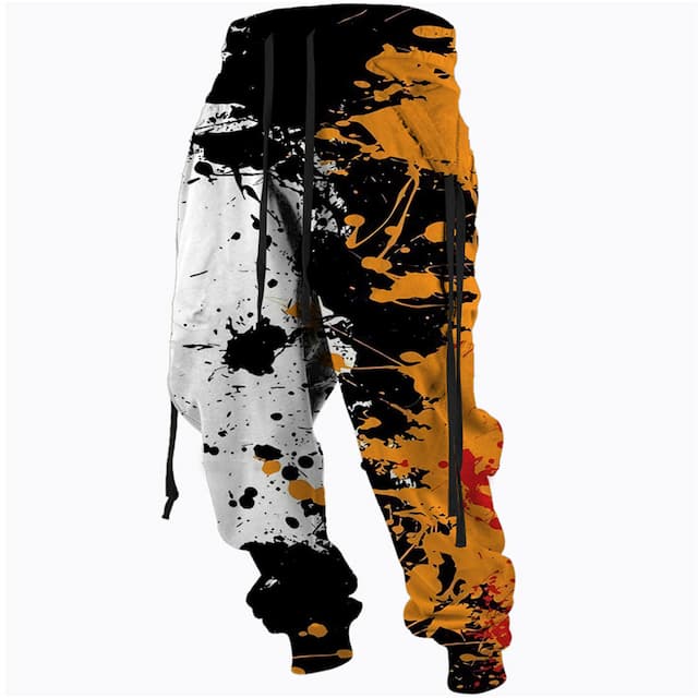 Men's Sweatpants Joggers Trousers Drawstring Side Pockets Elastic Waist Color Block Graphic Prints Comfort Breathable Sports Outdoor Casual Daily Cotton Blend Terry Streetwear Designer Red Blue