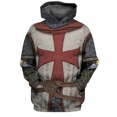 Men's Unisex Pullover Hoodie Sweatshirt Brown Hooded Knights Templar Graphic Prints Cross Print Daily Sports 3D Print Streetwear Designer Casual Spring &  Fall Clothing Apparel Hoodies Sweatshirts 