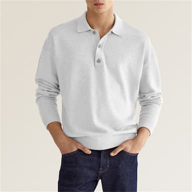 Men's Golf Shirt Knit Polo Street Casual Polo Collar Classic Long Sleeve Fashion Casual Solid Color Plain Button Front Simple Spring &  Fall Regular Fit Black White Light Green Pink Wine Navy Blue