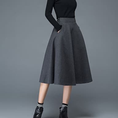 Women's Skirt Swing Work Skirts Midi Skirts Pocket Solid Colored Street Daily Polyester Elegant Fashion Streetwear Casual Black Wine Gray