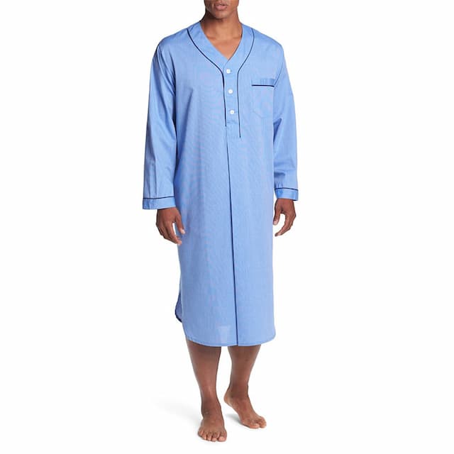 Men's Pajamas Loungewear Nightgown Sleepwear 1 PCS Pure Color Fashion Comfort Soft Home Bed Polyester Breathable V Wire Long Sleeve Basic Spring Fall Black White