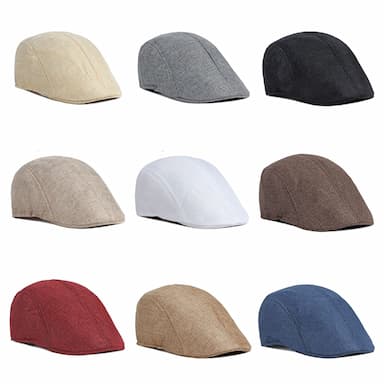 Men's Flat Cap Black White Polyester Pure Color Simple 1920s Fashion Holiday Street Dailywear Weekend Pure Color Portable Comfort Fashion